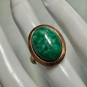 Vintage 12K Gold-Filled Green Cabochon Ring